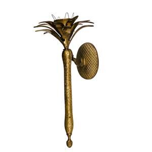 Vintage Brass Wall Sconce – Floral Torch Design – 17” – Made in India